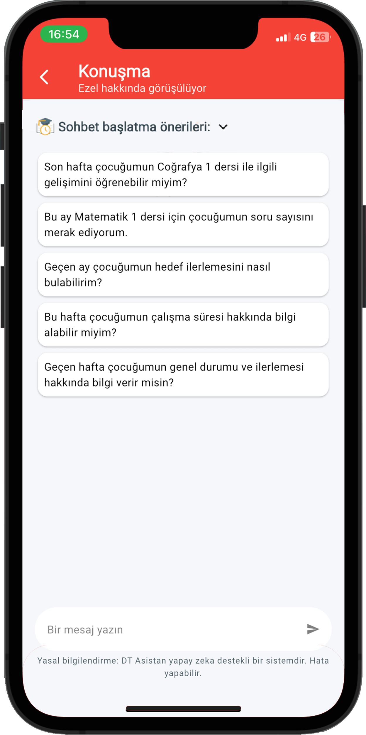 Sohbet başlatma önerileri